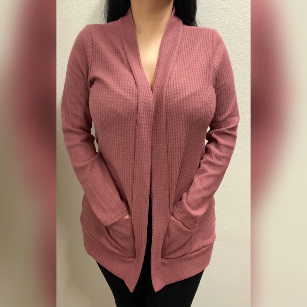 Mauve Sleeve Print Cardigan